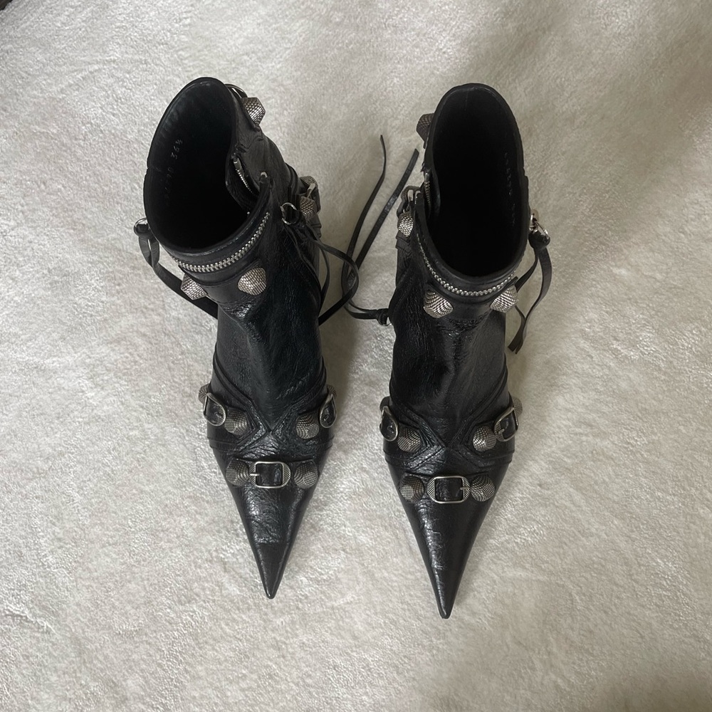 BALENCIAGA | Cagole Lambskin Buckle Zip Ankle Booties - Picture 4 of 8